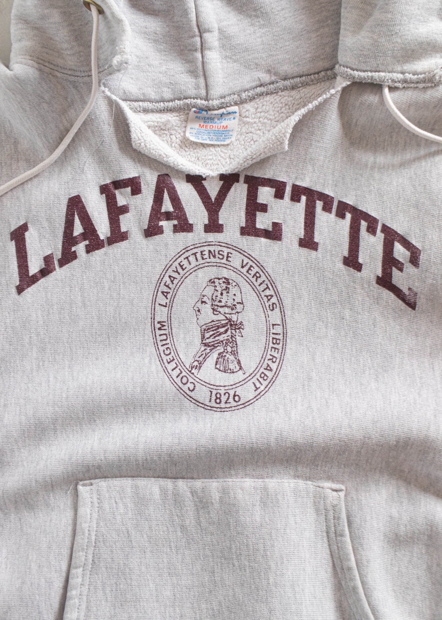 Vintage 1980s Champion Lafayette University Reverse Weave Hoodie Size S/M