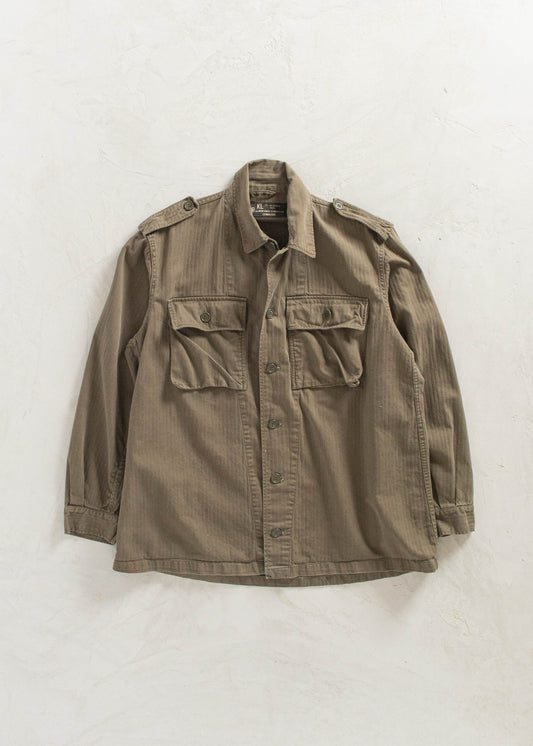 Vintage 1970s Herringbone Twill Military Field Jacket Size M/L