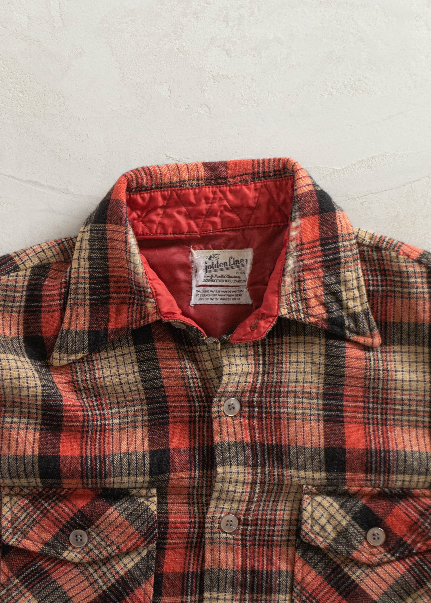 Vintage Golden Light Wool Flannel Button Up Shirt Size S/M