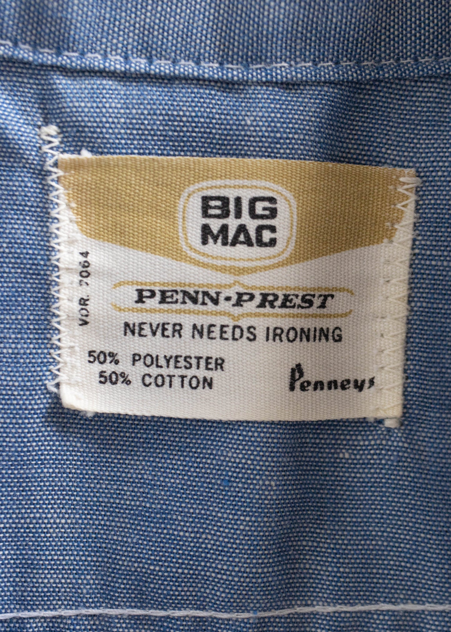 Vintage 1970s Big Mac by JC Penney Chambray Button Up Shirt Size XS/S