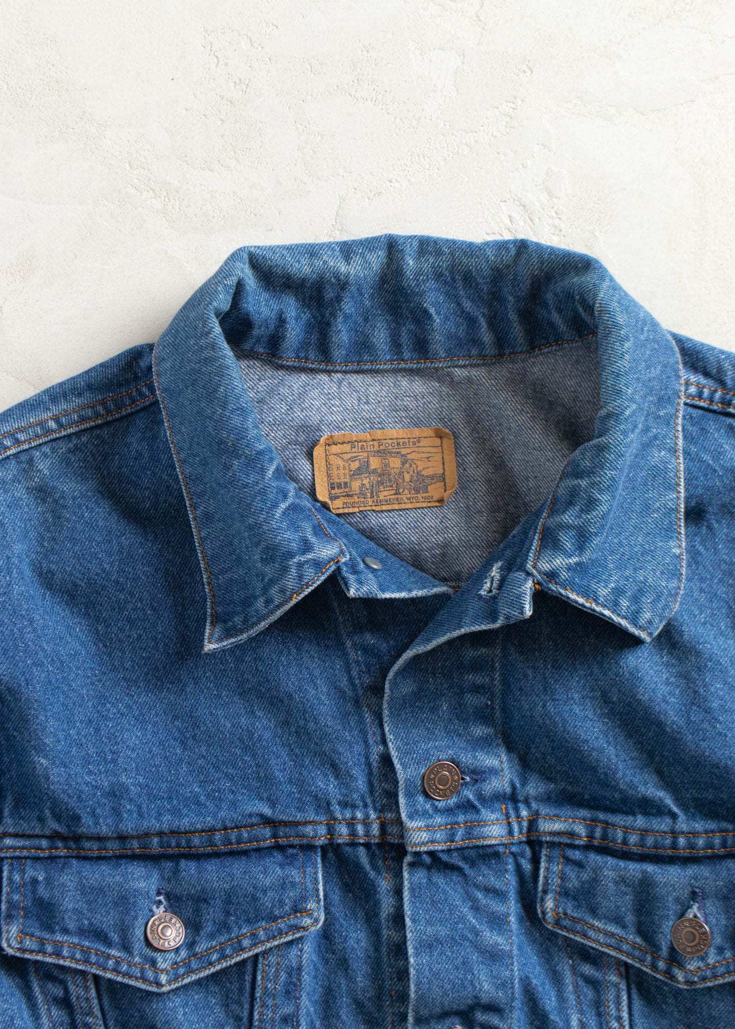 Vintage Plain Pockets Denim Trucker Jacket Size M/L