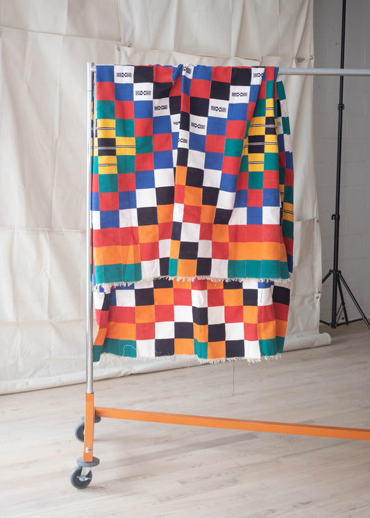 Vintage Patchwork Checkerboard Geometric Pattern Throw Blanket