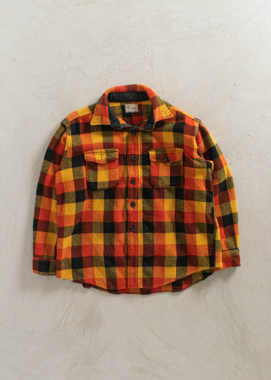 1970s Melton Wool Flannel Button Up Shirt Size L/XL