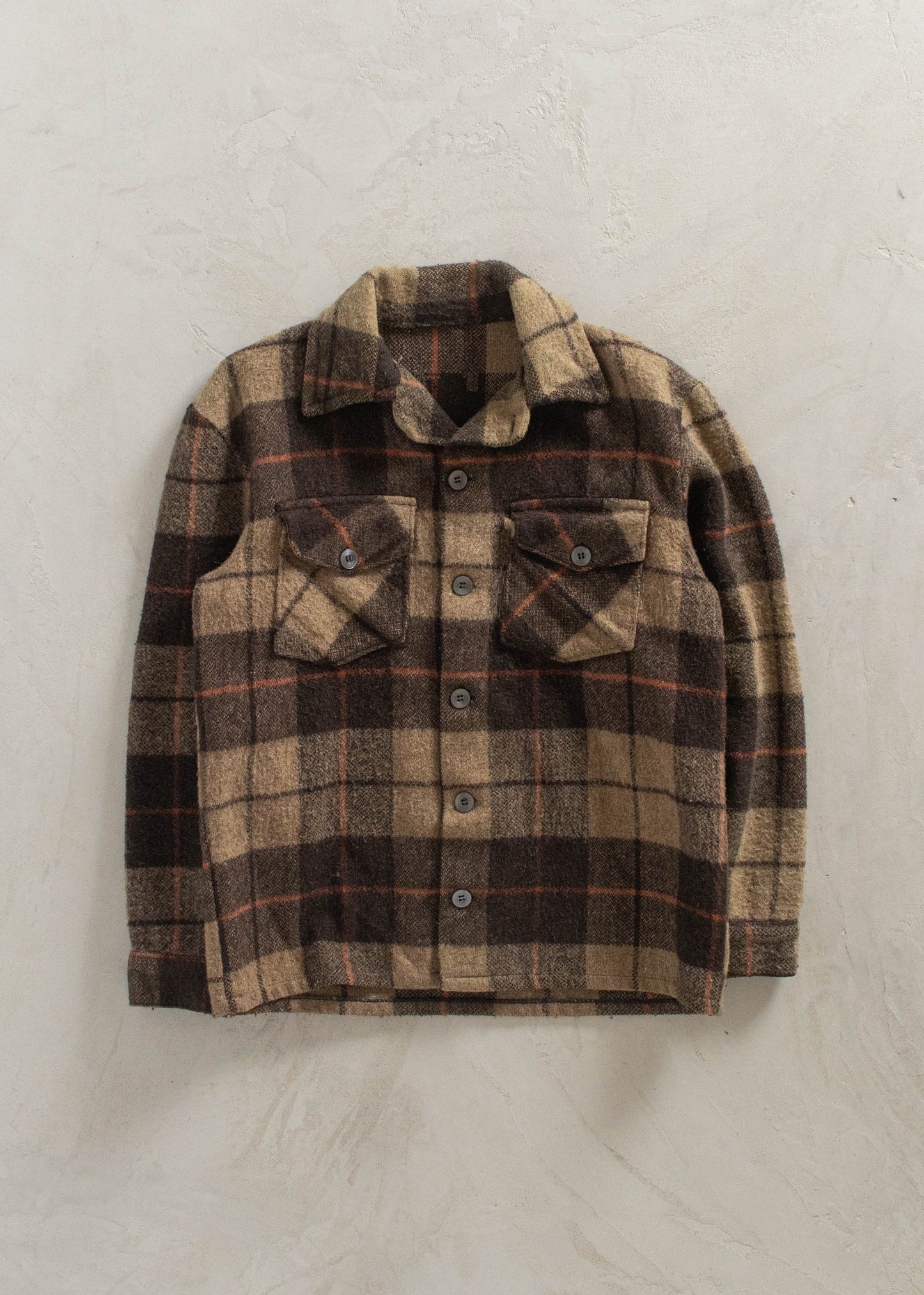 1970s Wool Flannel Button Up Shirt Size M/L