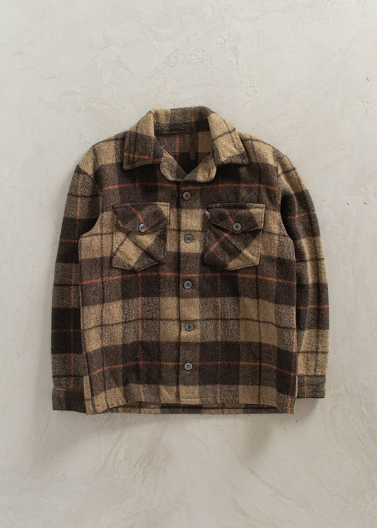 1970s Wool Flannel Button Up Shirt Size M/L