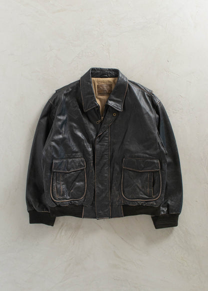 1990s St Johns Bay Leather Bomber Jacket Size XL/2XL