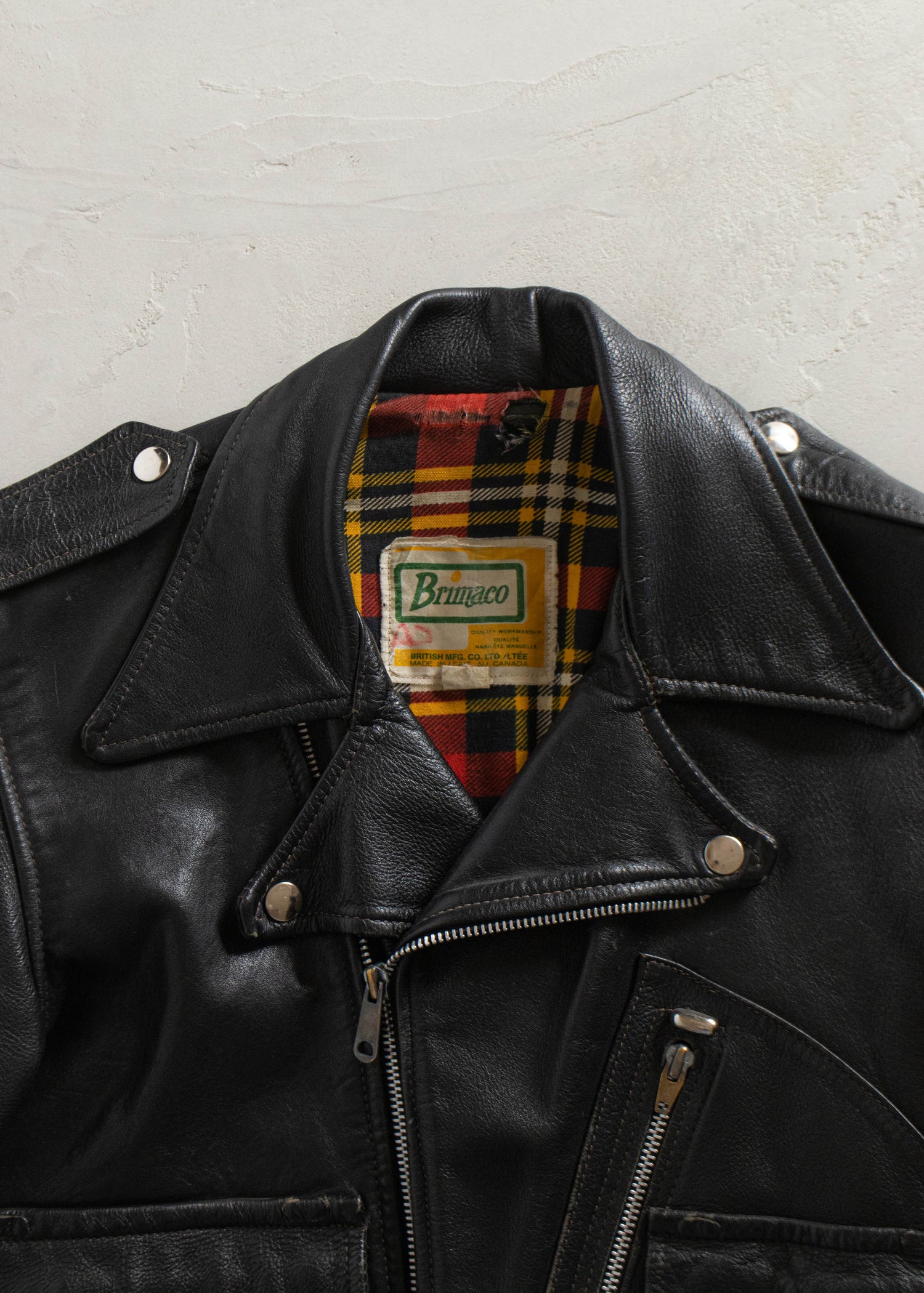 1970s Brimaco Leather Moto Perfecto Jacket Size XS/S