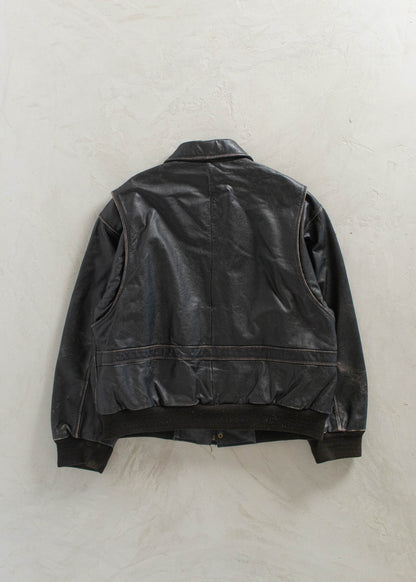 1990s St Johns Bay Leather Bomber Jacket Size XL/2XL