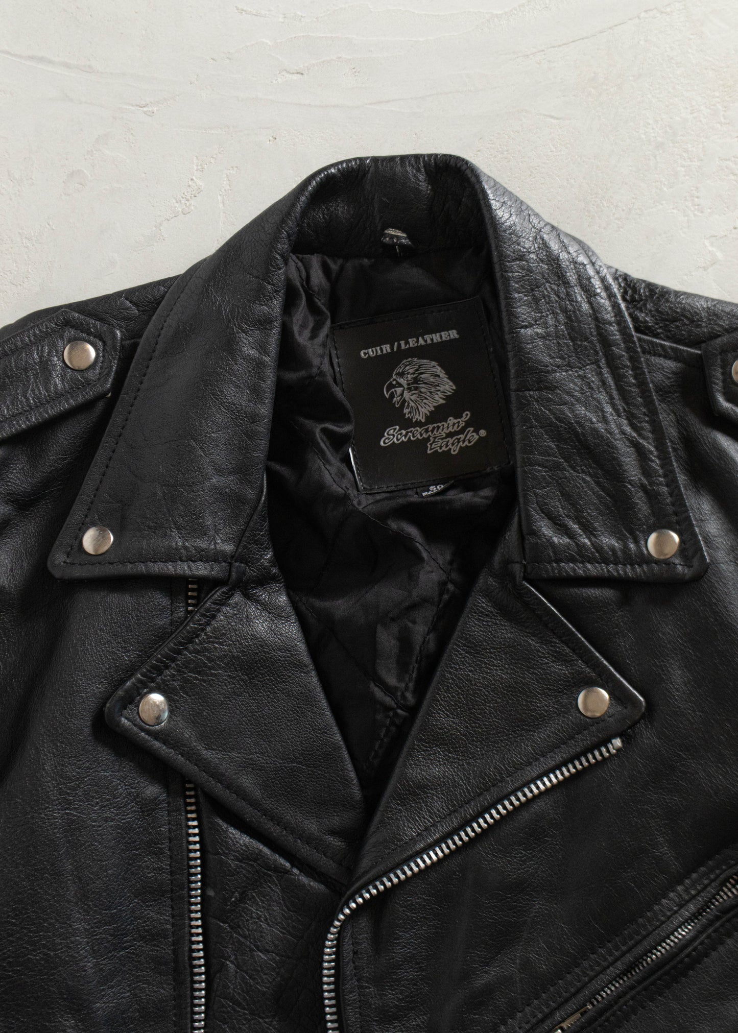 1990s Screamin' Eagle Leather Moto Perfecto Jacket Size XL/2XL