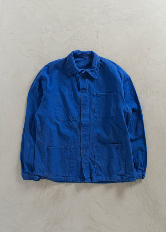 1980s Bleu de Travail French Workwear Chore Jacket Size L/XL