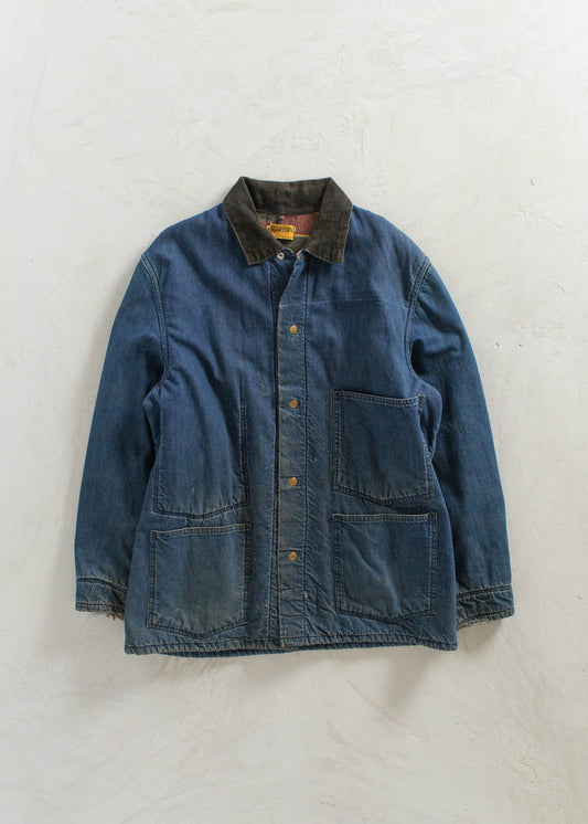 Vintage 1950s Carter's Selvedge Blanket Lined Denim Chore Coat Size L/XL