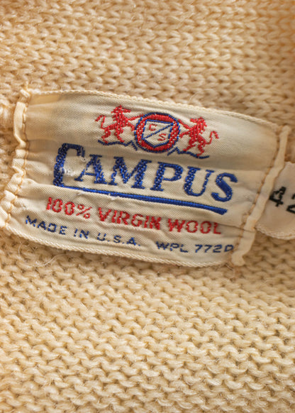 Vintage 1960s Campus Varsity Letterman Wool Cardigan Size XS/S