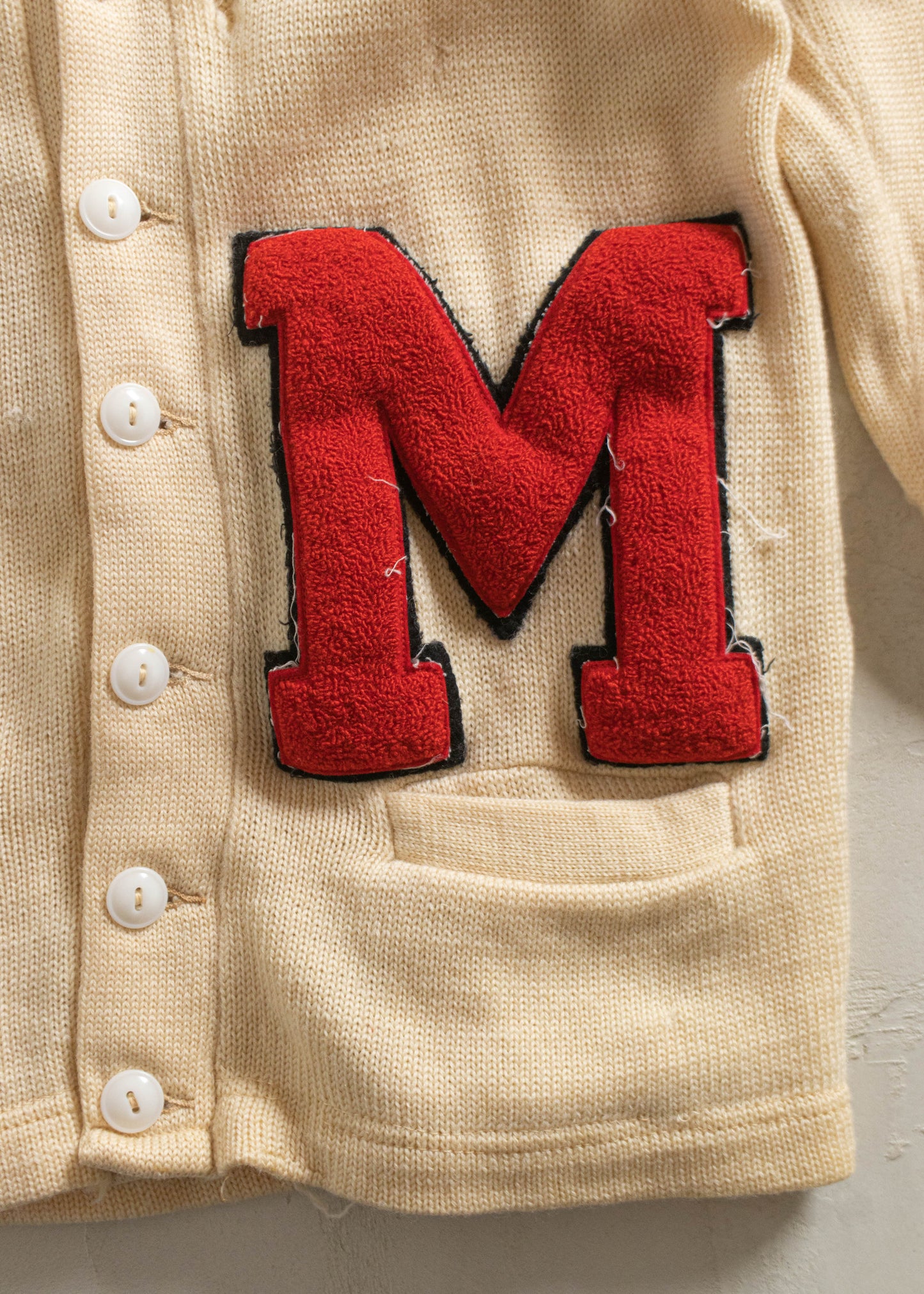 Vintage 1960s Campus Varsity Letterman Wool Cardigan Size XS/S