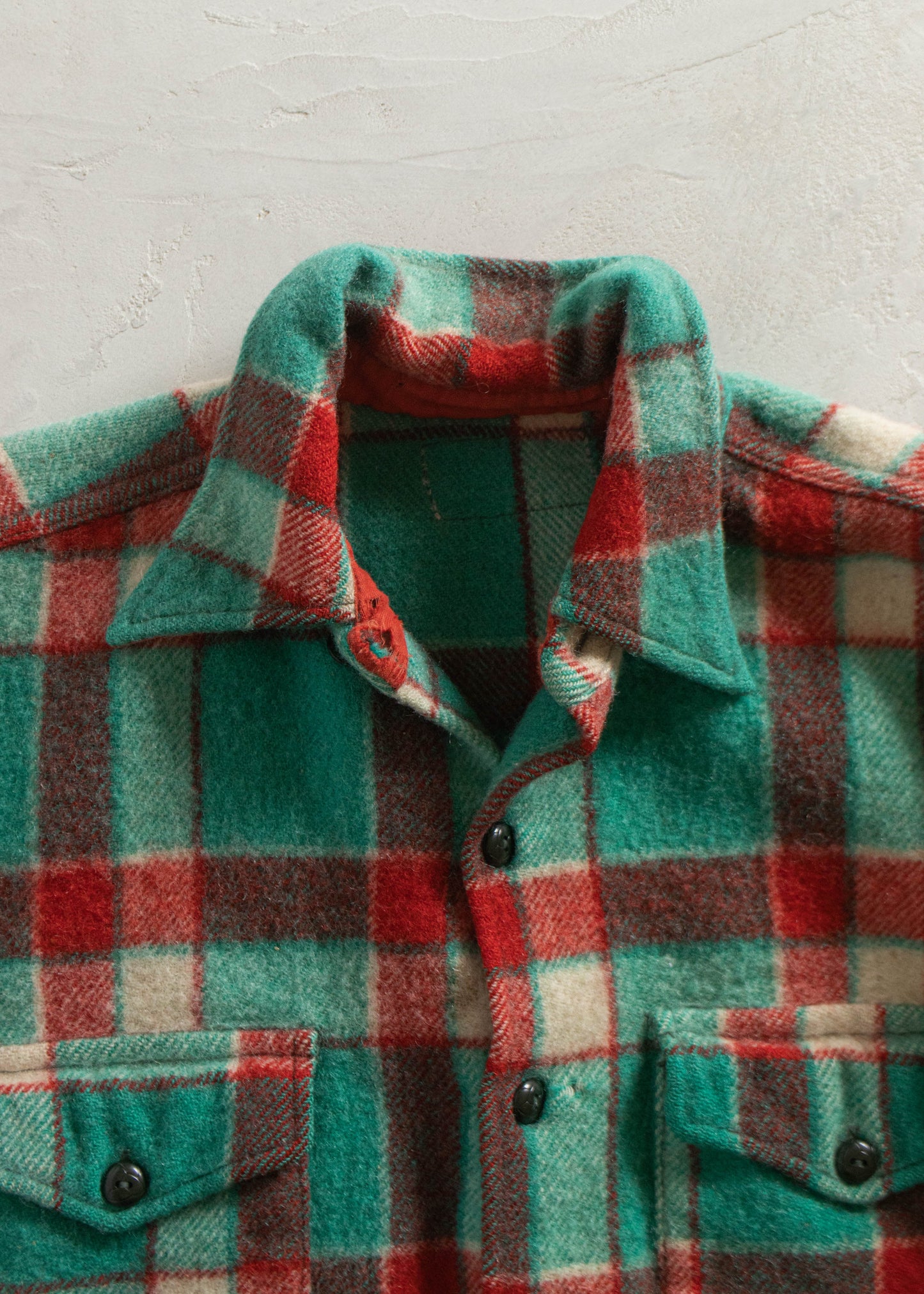 1970s Wool Flannel Button Up Shirt Size M/L