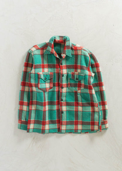 1970s Wool Flannel Button Up Shirt Size M/L