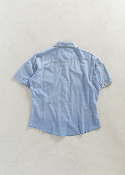 Vintage 1970s Wrangler Short Sleeve Chambray Button Up Shirt Size L/XL