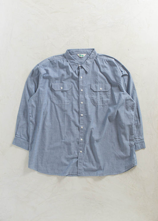 Vintage 1990s Key Long Sleeve Chambray Button Up Shirt Size 3XL/4XL