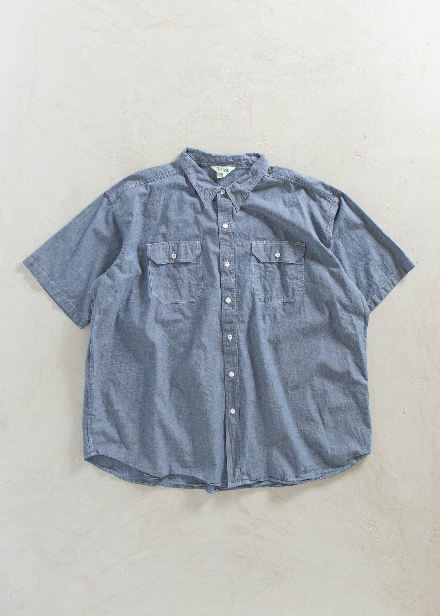 Vintage 1990s Key Short Sleeve Chambray Button Up Shirt Size 3XL/4XL