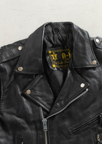 Vintage 1990s Motorcycle Leather Jacket Size S/M