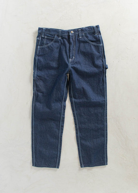 1980s USA Works Deadstock Denim Carpenter Pants Size Women's 34 Men's 36