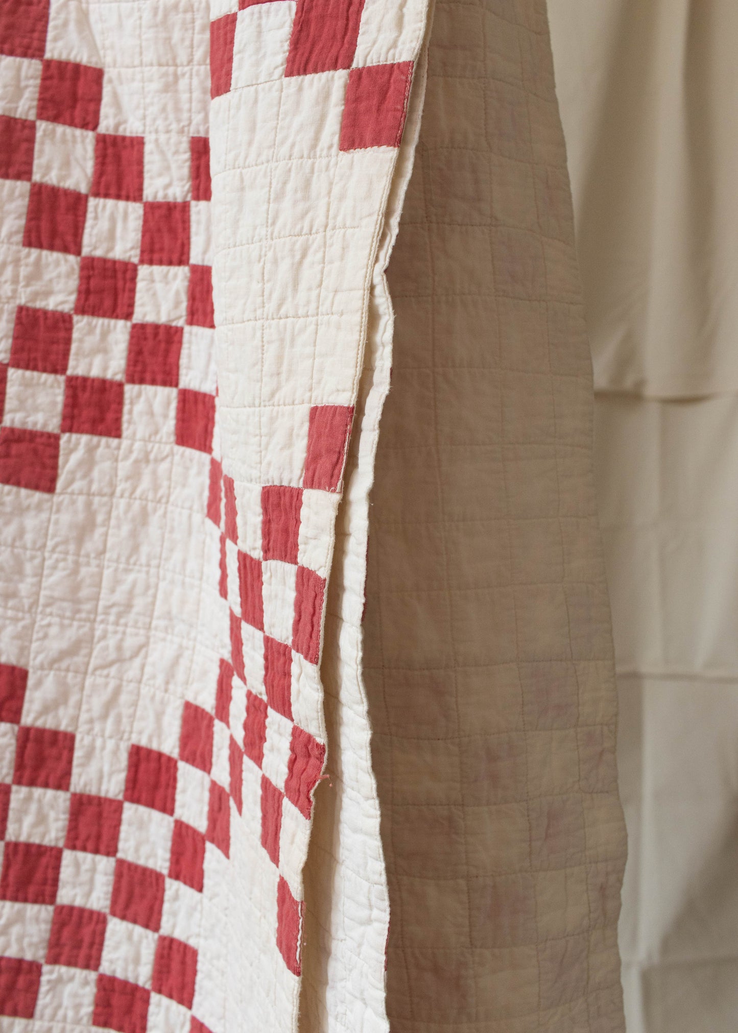 Antique Patchwork Checkerboard Pattern Quilt Blanket Size Full/Double