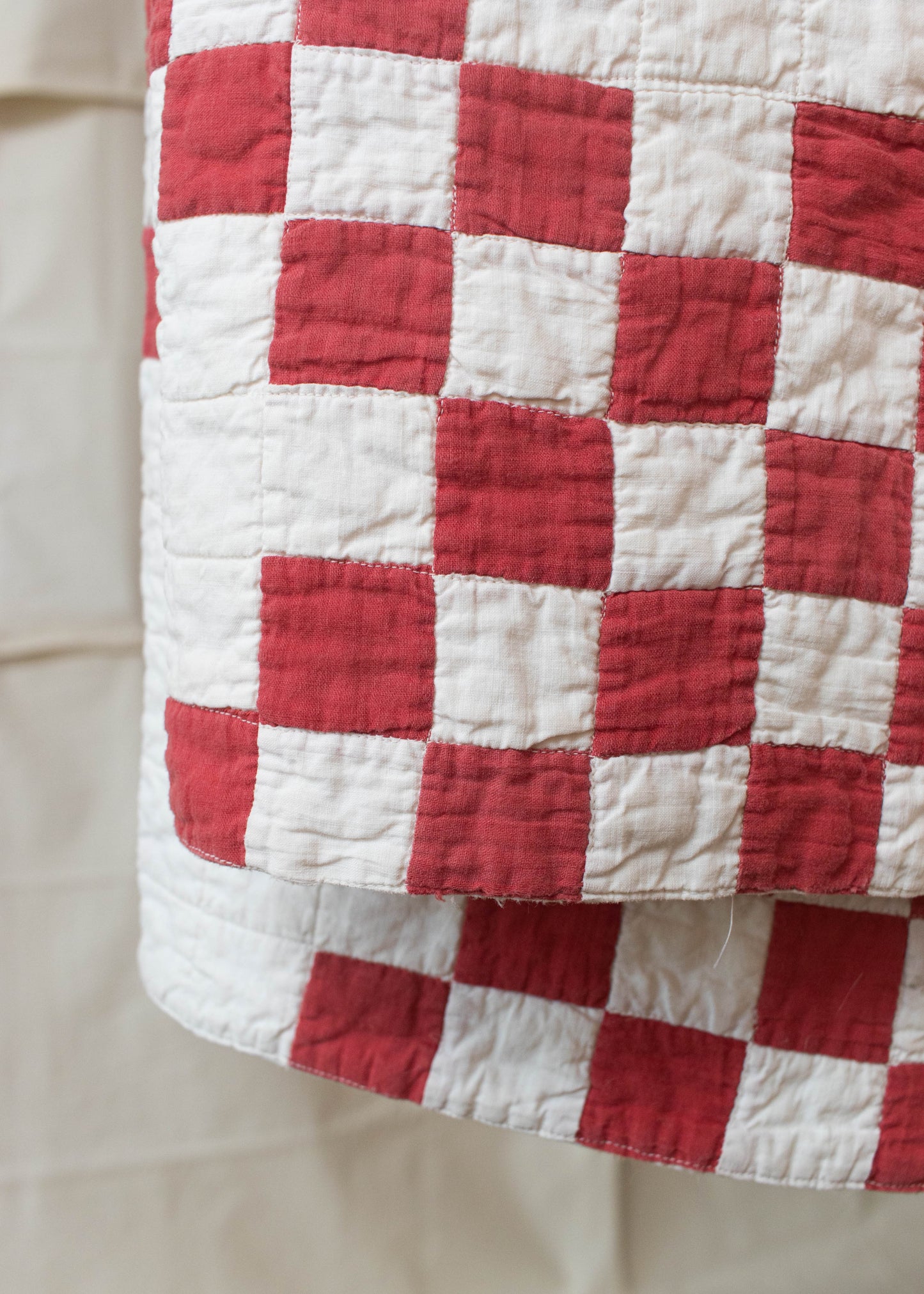 Antique Patchwork Checkerboard Pattern Quilt Blanket Size Full/Double