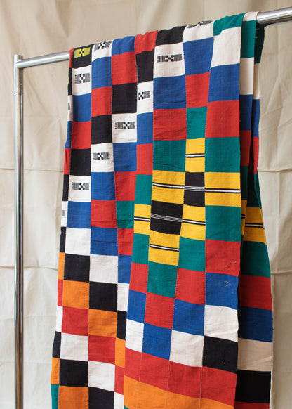 Vintage Patchwork Checkerboard Geometric Pattern Throw Blanket