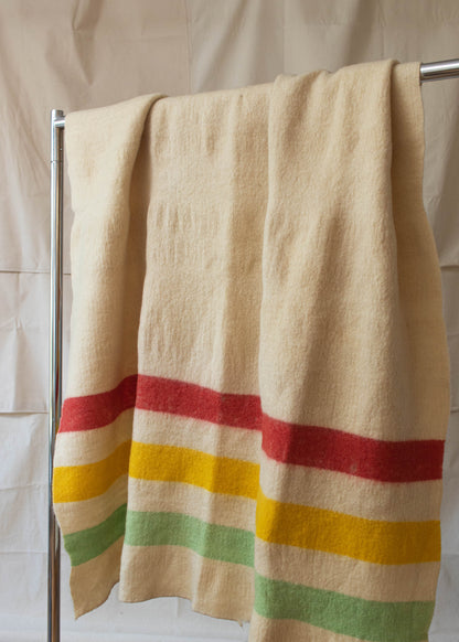 Vintage Stripe Pattern Wool Blanket Size Twin