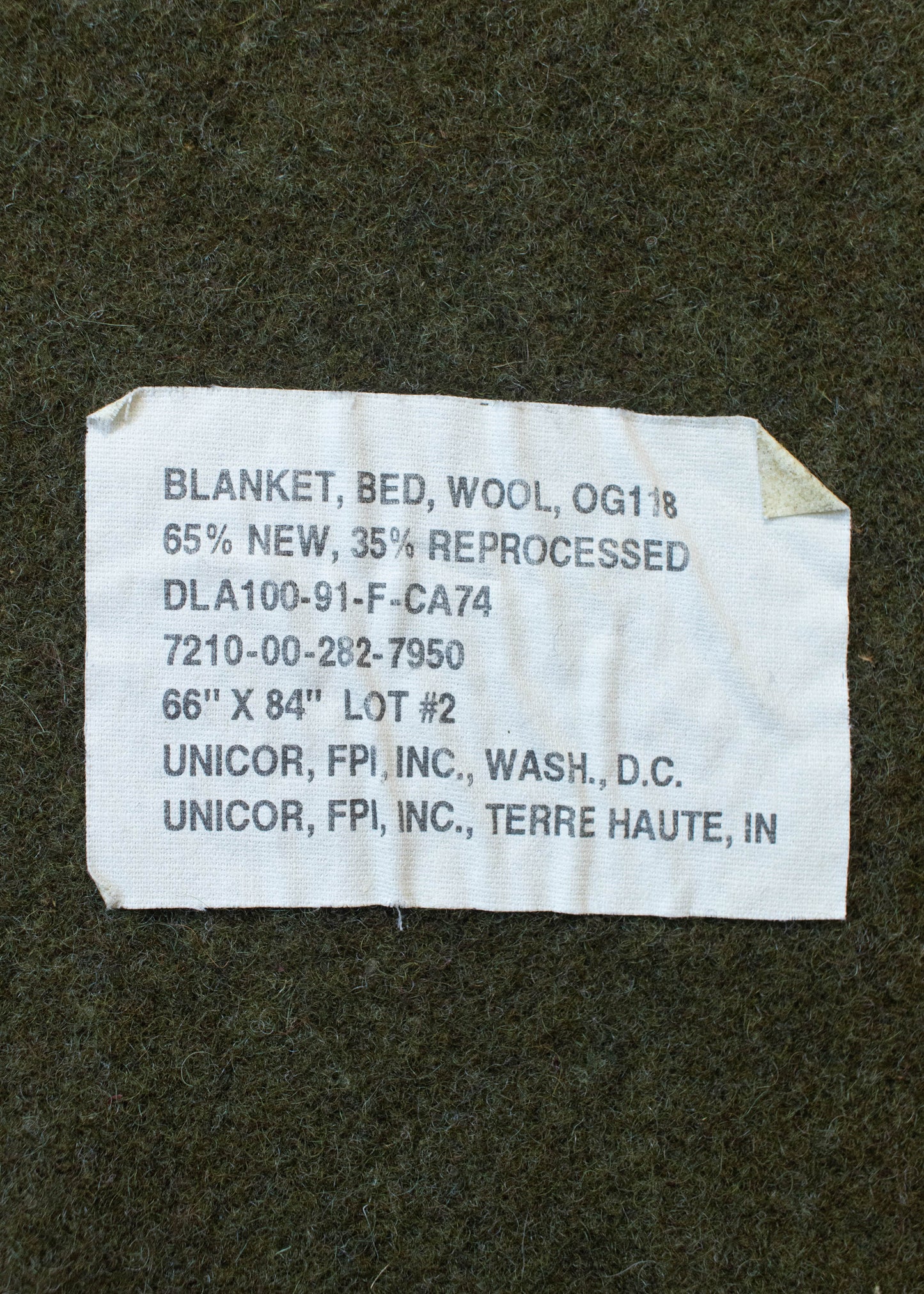 Vintage OG118 Military Wool Blanket Size Twin