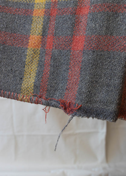 1970s Plaid Pattern Wool Throw Blanket