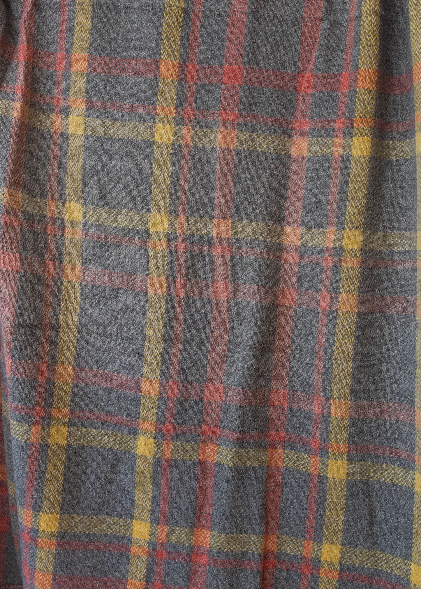 1970s Plaid Pattern Wool Throw Blanket