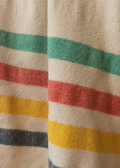 1970s Whitney Stripe Pattern Wool Throw Blanket