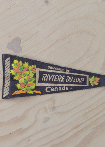 Vintage 1970s Riviere Du Loup Canada Pennant Flag