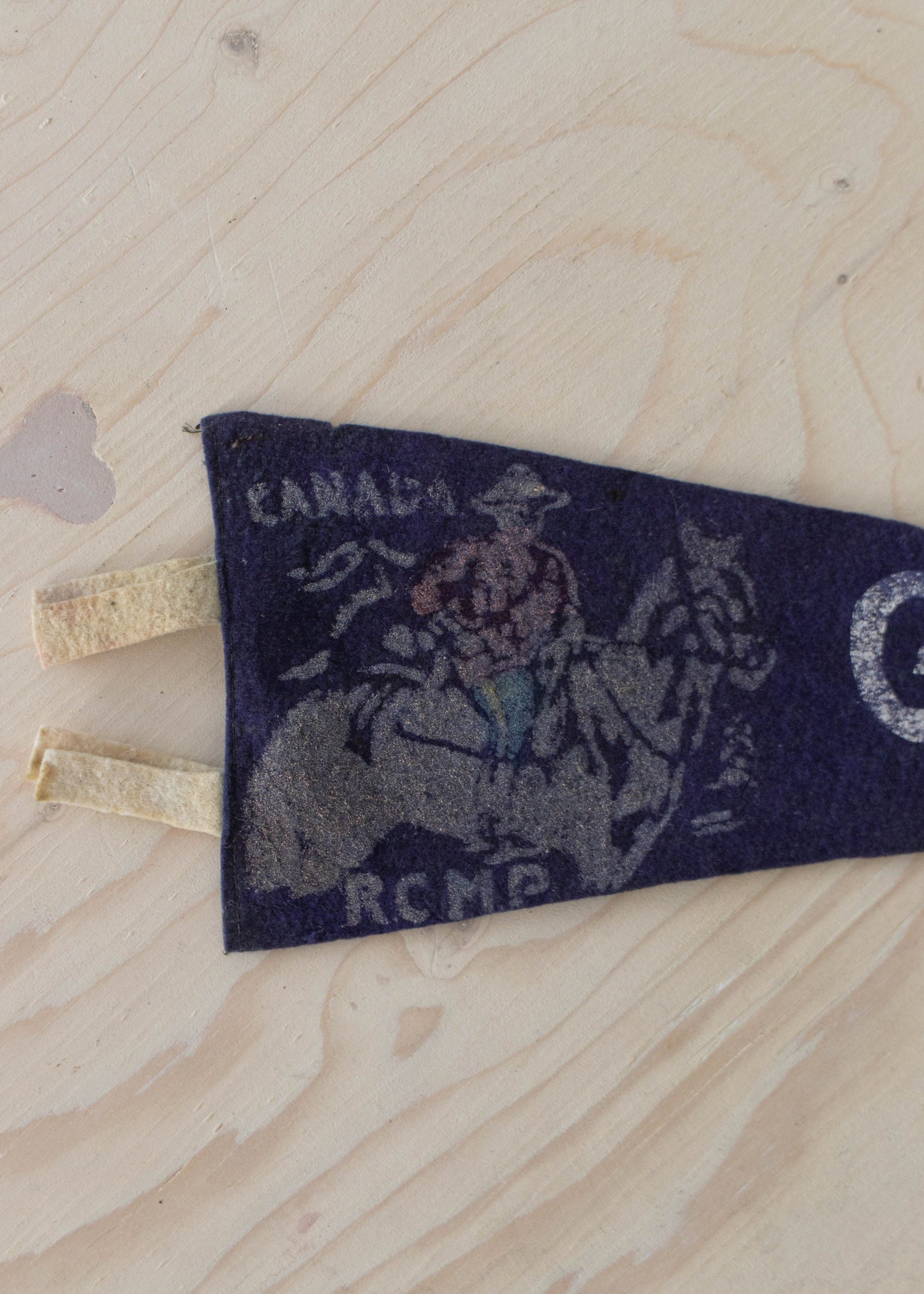 Vintage 1970s RCMP Gaspe Province of Quebec Pennant Flag