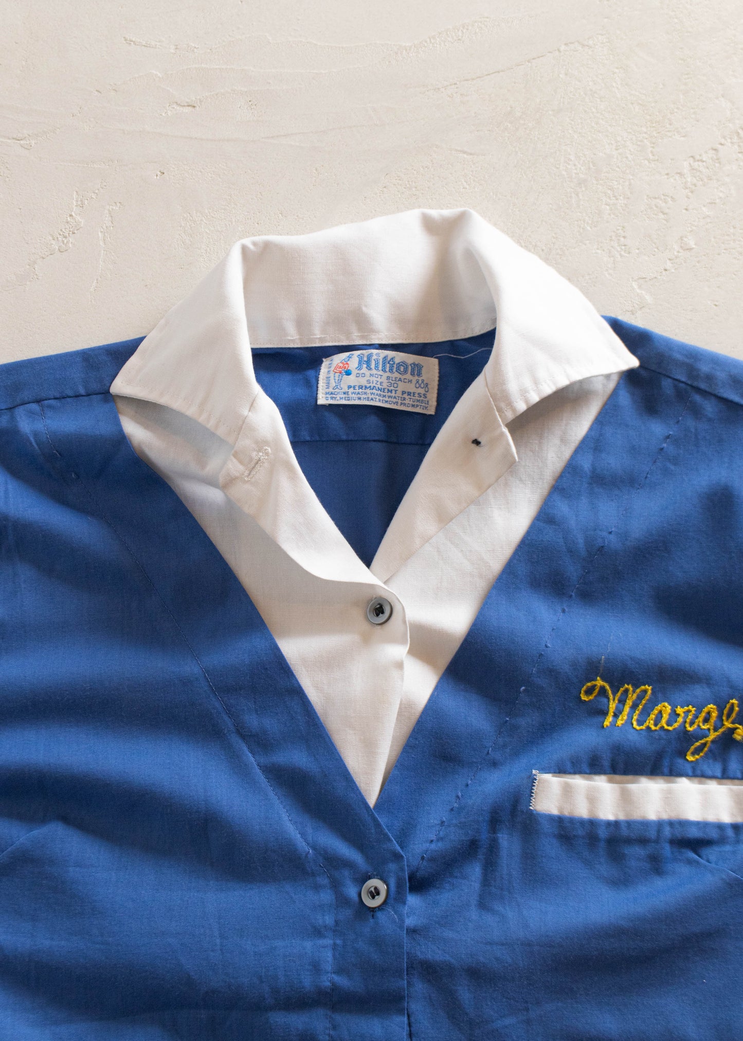 1960s Hilton Chainstitched Bowling Shirt Size 2XS/XS