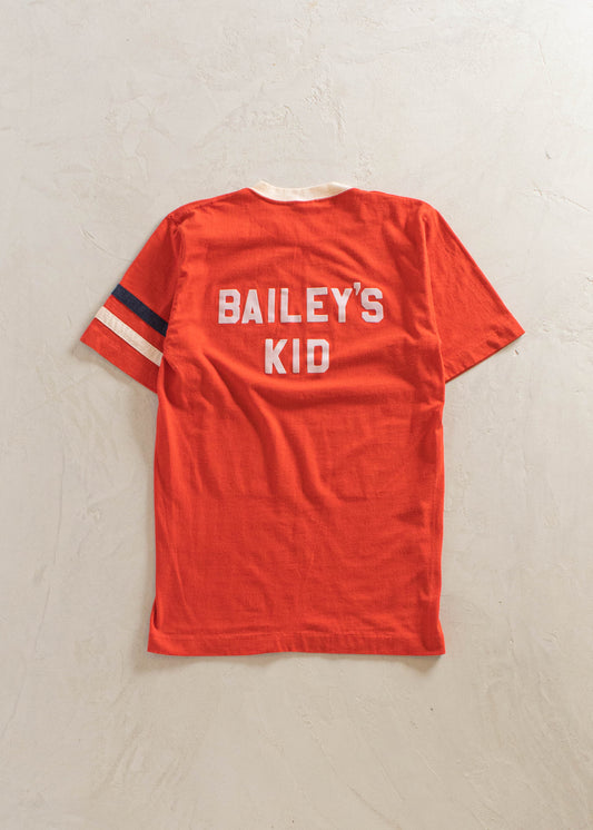 1970s Champion Blue Bar "Baileys Kid" Flocked Letter T-Shirt Size XS/S