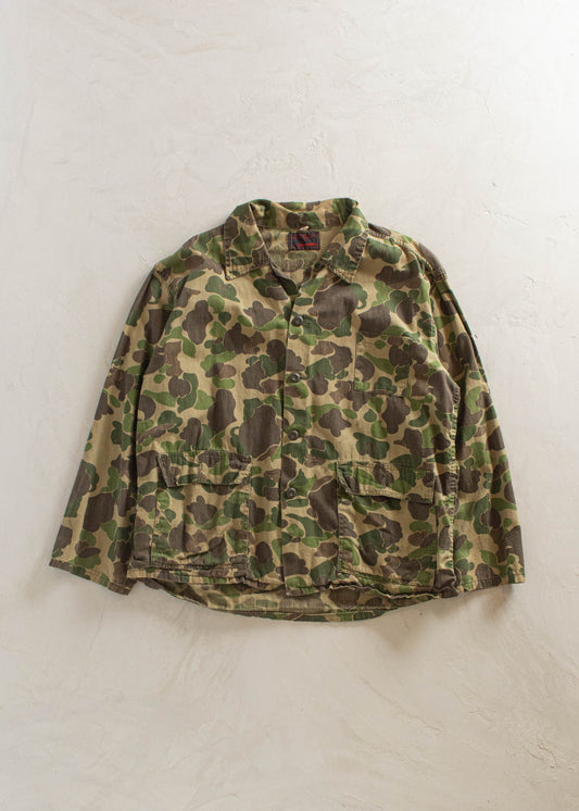 1980s Ranger Military Frog Camo Chore Coat Size L/XL