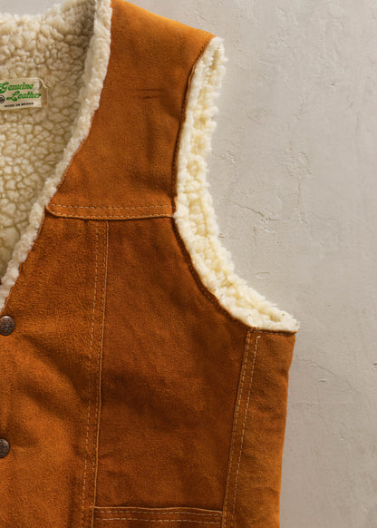 1970s Genuine Leather Sherpa Lined Suede Vest Size XS/S