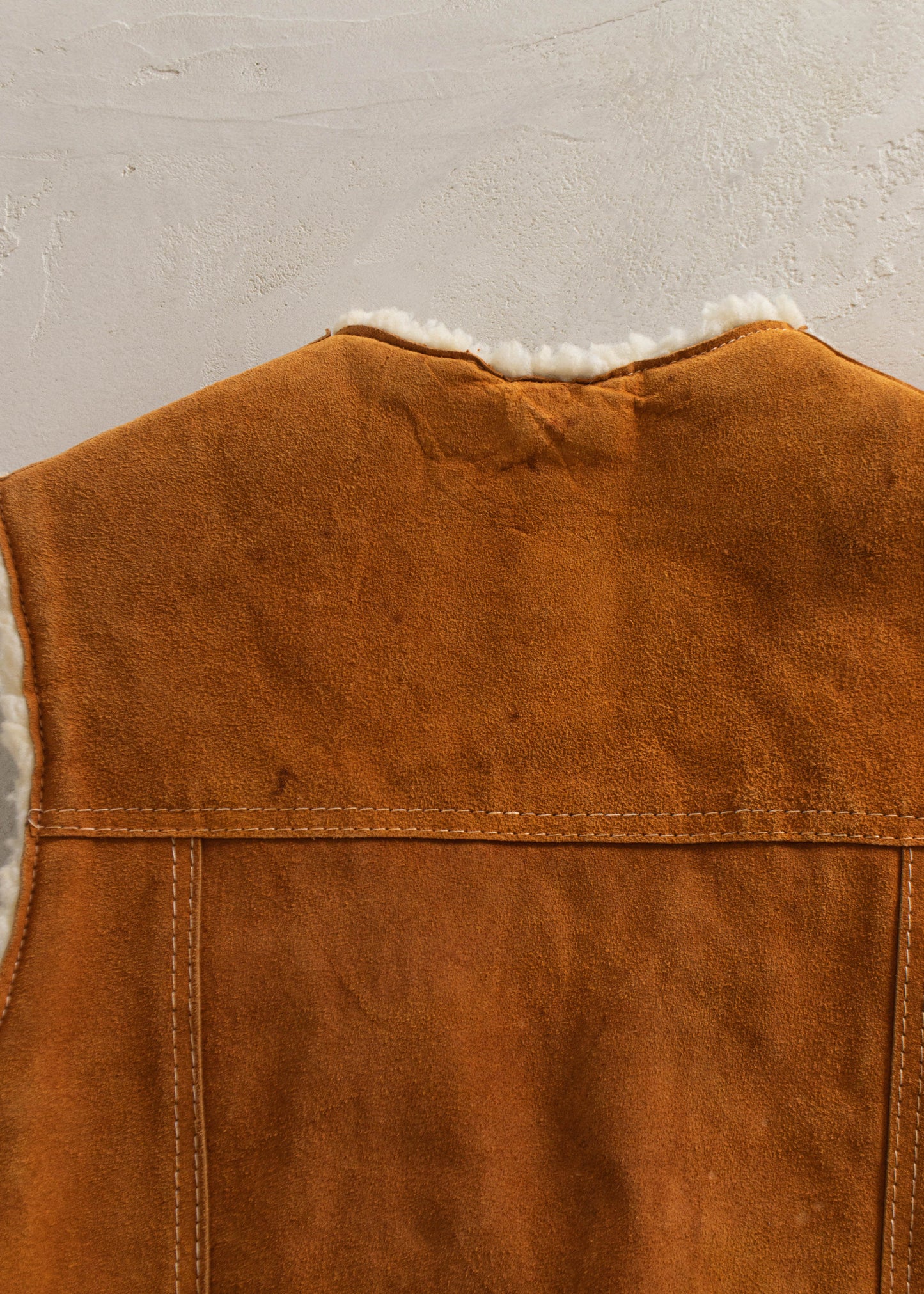 1970s Genuine Leather Sherpa Lined Suede Vest Size XS/S