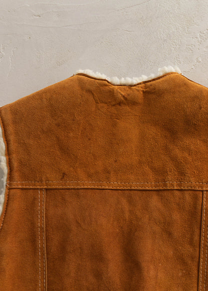 1970s Genuine Leather Sherpa Lined Suede Vest Size XS/S