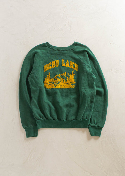 1980s Champion Echo Lake Flocked Letter Raglan Sweatshirt Size M/L