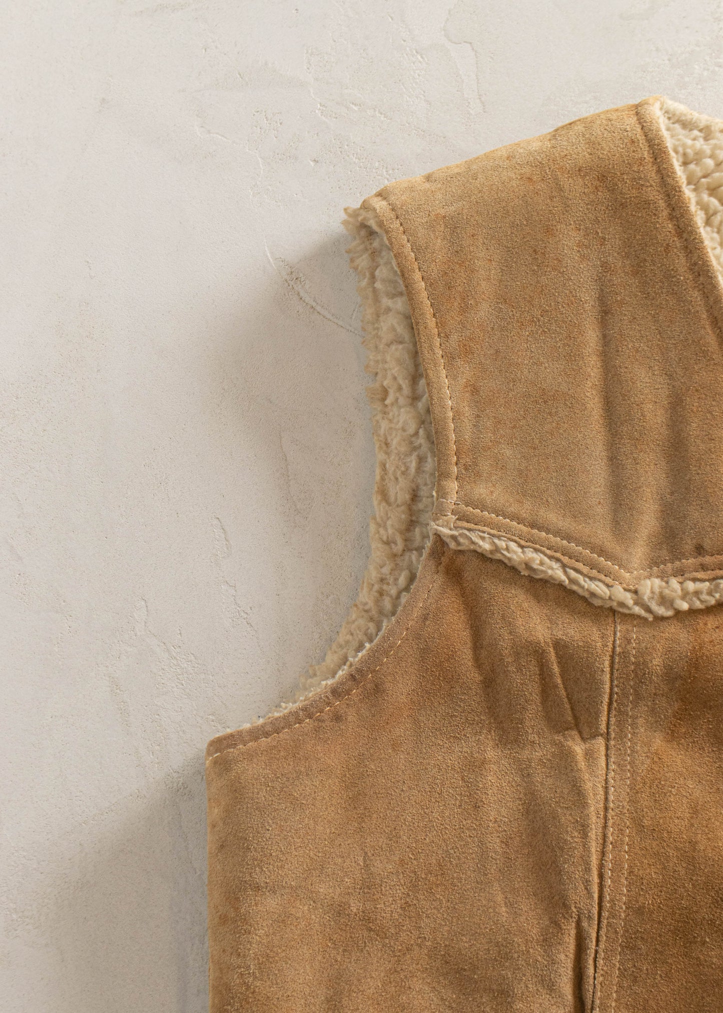 1970s Genuine Leather Suede Sherpa Vest Size S/M