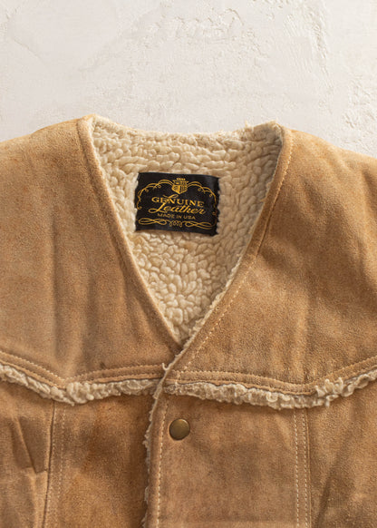 1970s Genuine Leather Suede Sherpa Vest Size S/M