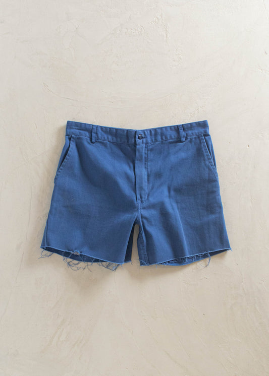 1980s French Workwear Shorts Size Women's 31 Men's 33