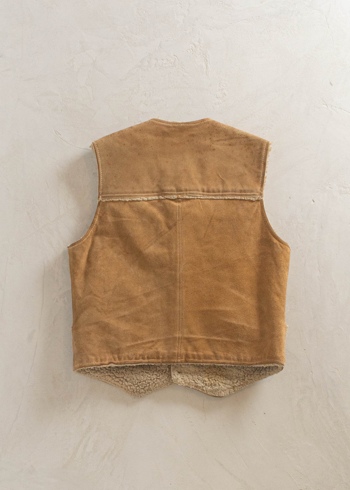 1970s Genuine Leather Suede Sherpa Vest Size S/M