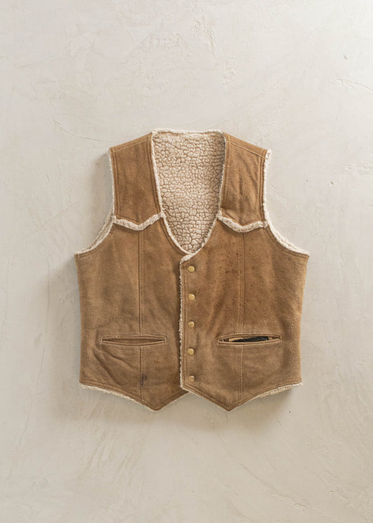 1970s Sears Western Wear Suede Sherpa Lined Vest Size S/M