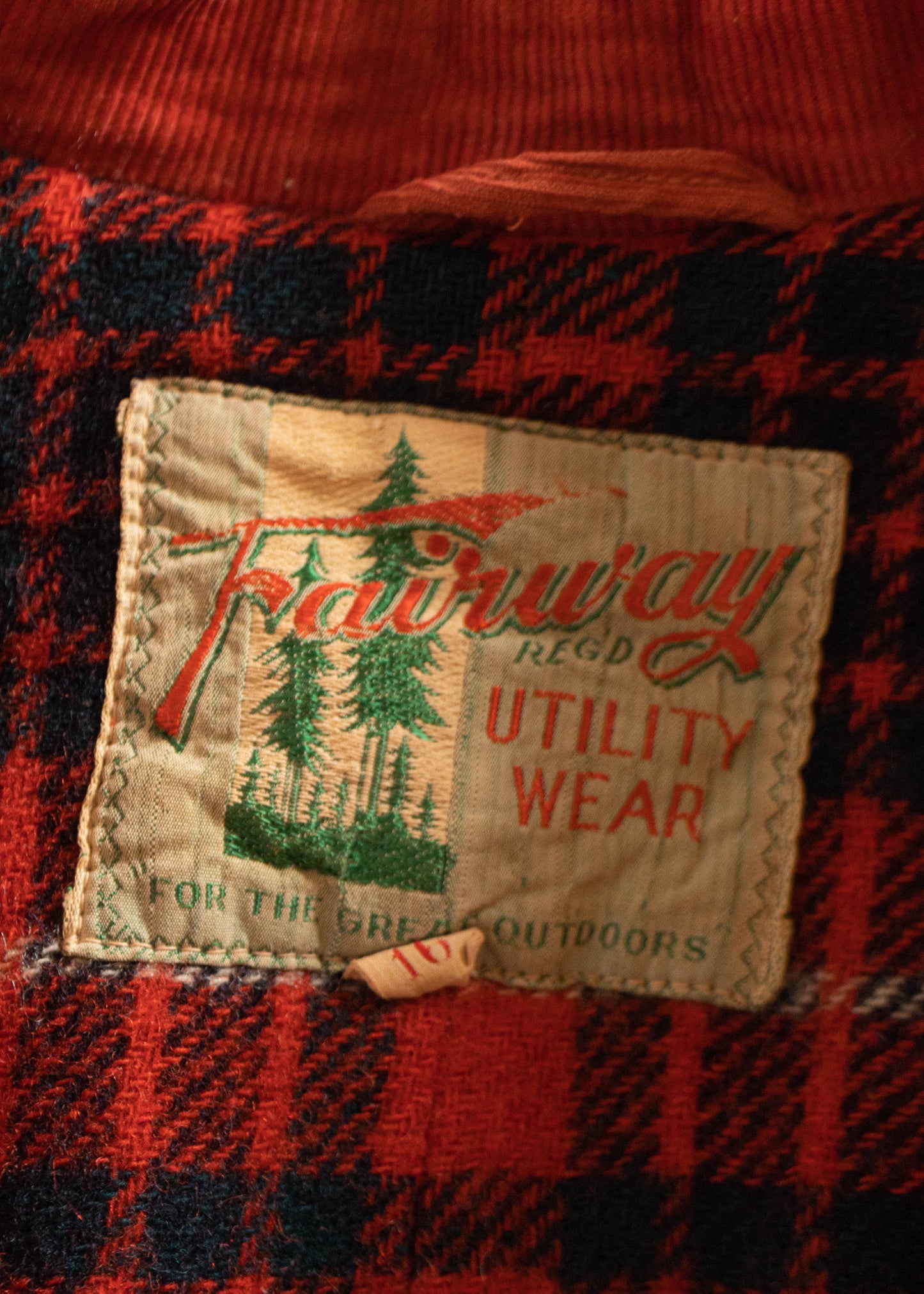 1950s Fairway Corduroy Plaid Lined Jacket Size 2XS/XS