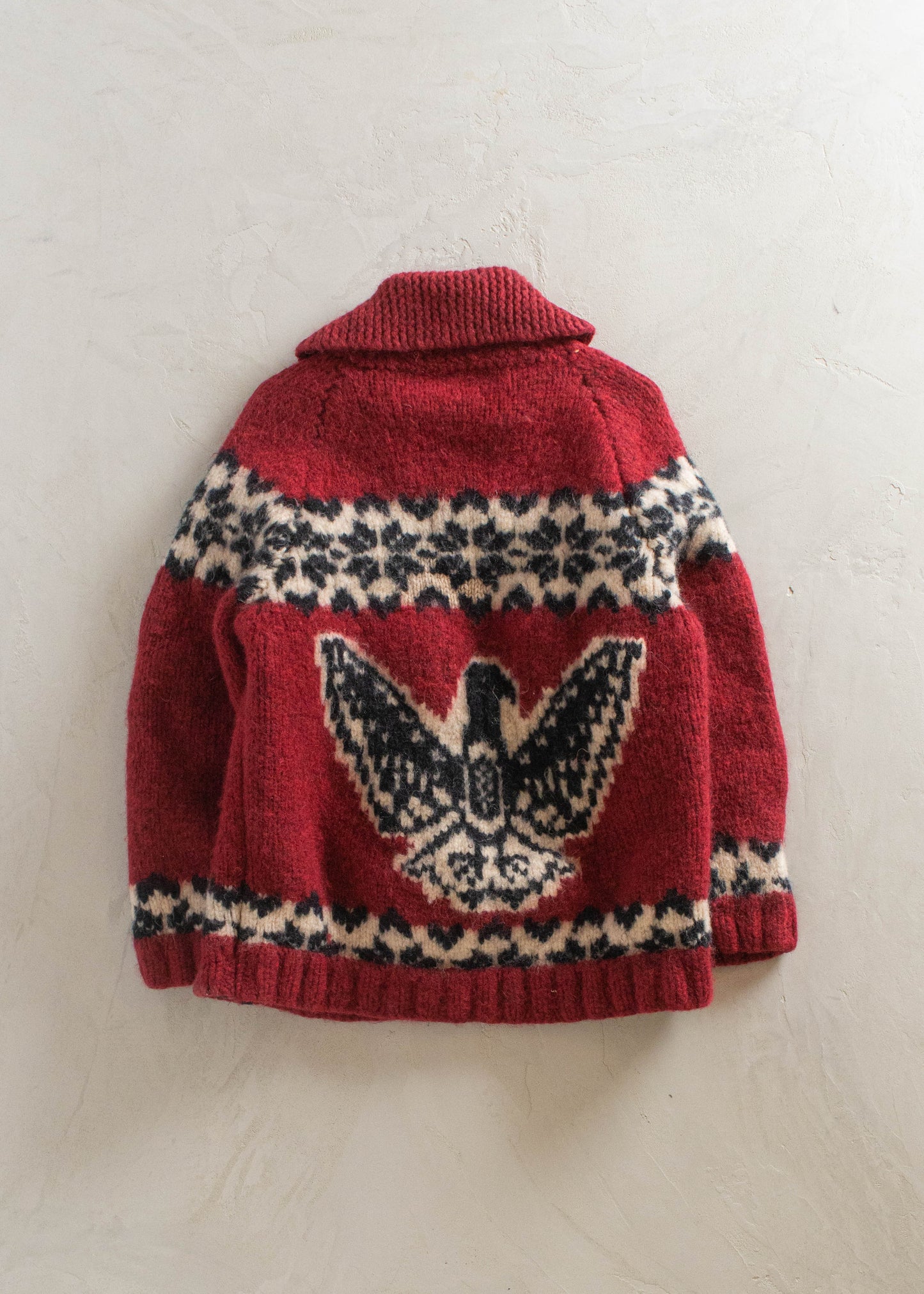 1980s Thunder Bird Cowichan Style Wool Cardigan Size S/M