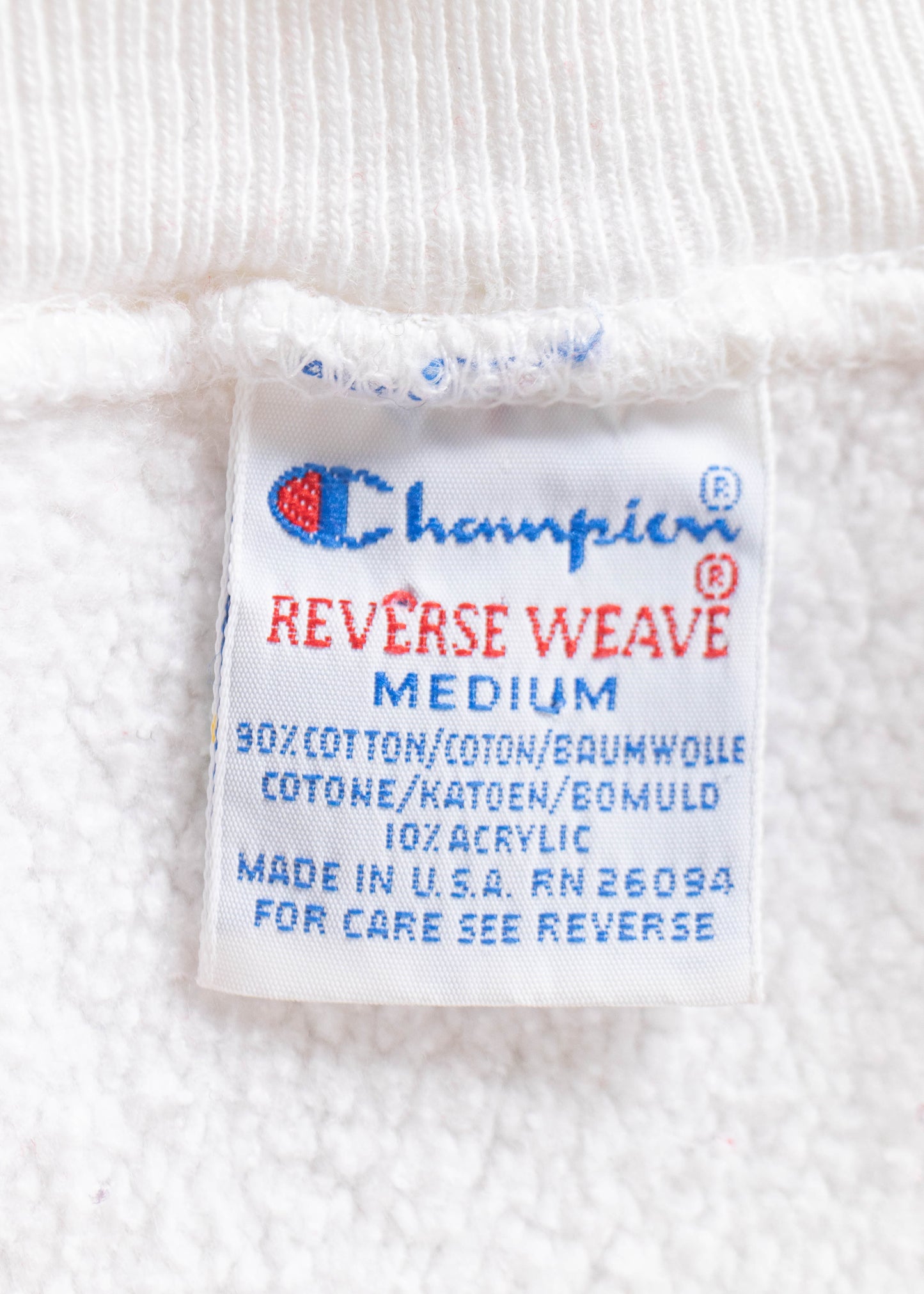 Vintage 1990s Champion Reverse Weave White Sweatshirt Size S/M