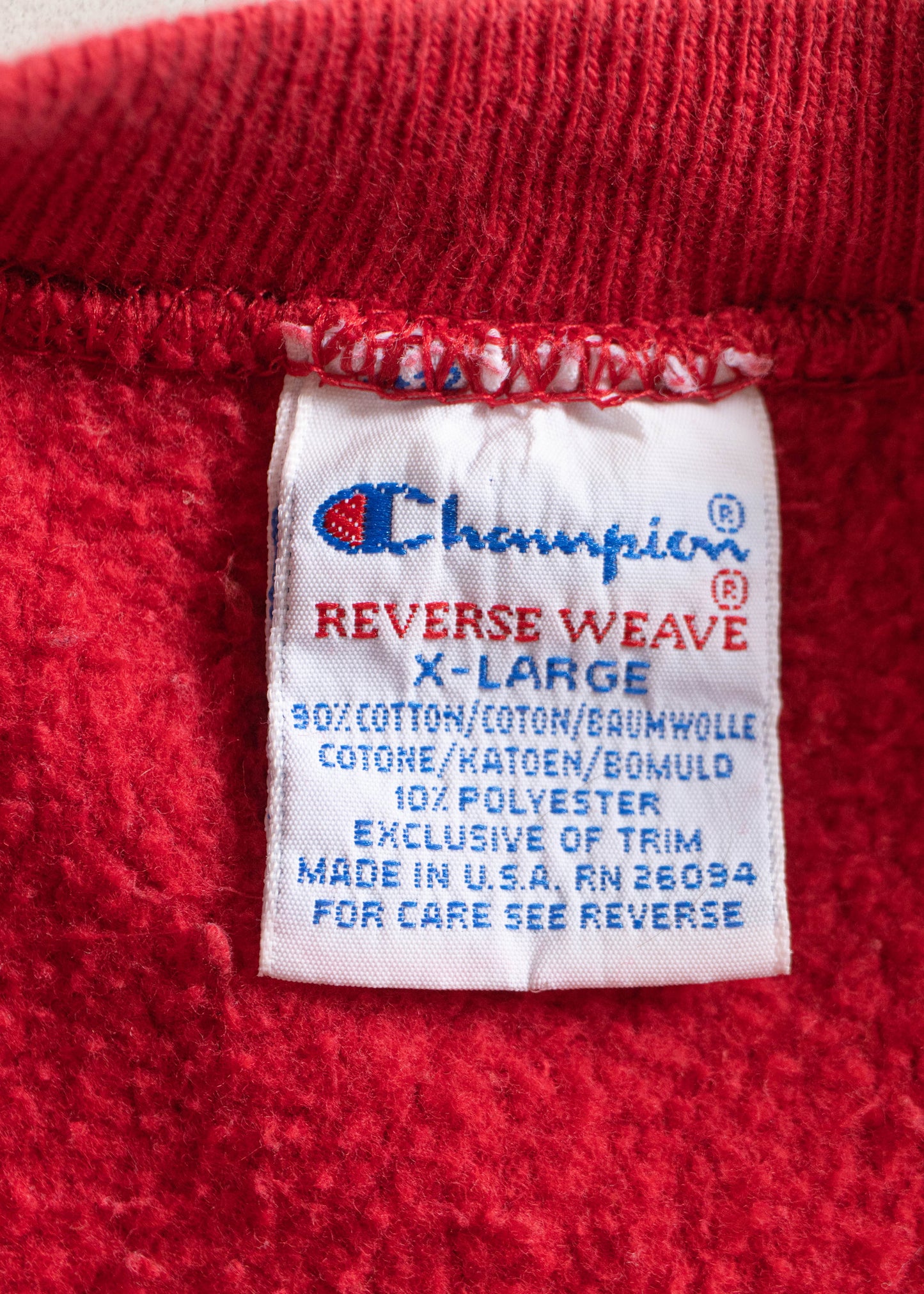 Vintage 1990s Champion Reverse Weave Red Sweatshirt Size M/L